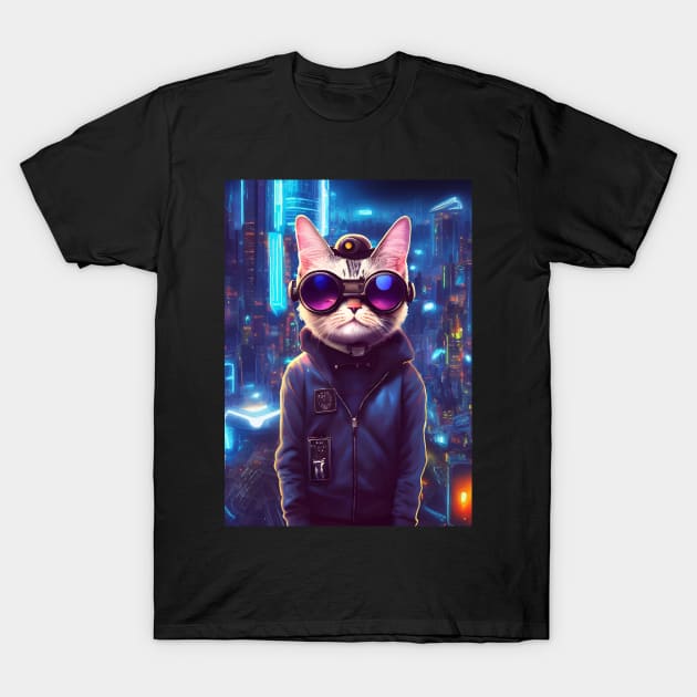 Cool Japanese Techno Cat In Japan Neon City T-Shirt by star trek fanart and more